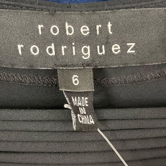 Robert Rodriguez 6 S Black Silk Dress Pencil Midi Y2K Dolman 3/4 Sleeves Evening - Picture 6 of 6